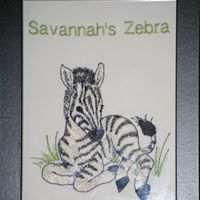 Load image into Gallery viewer, Zebra Foal Embroidery Design on White Denim