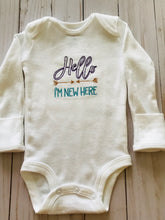Load image into Gallery viewer, Hello I'm New Here Embroidered Onesie (boy)